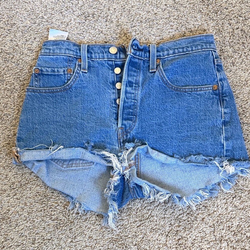 Classic Blue High-Waisted Jean Shorts